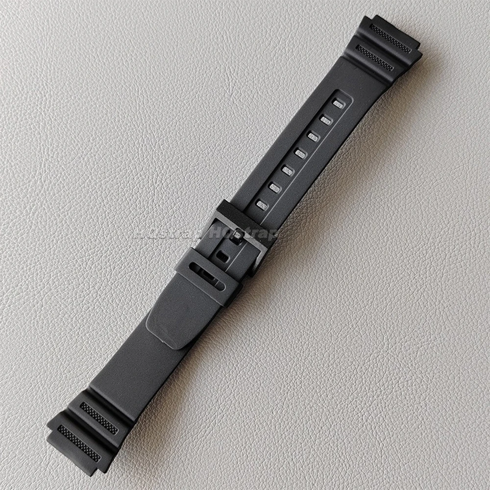 Gummiarmband för casio f -91w f105 f108 a158w a168 ae1200 ae1300 18mm resin ersättningsarmband svart sport herrarmband