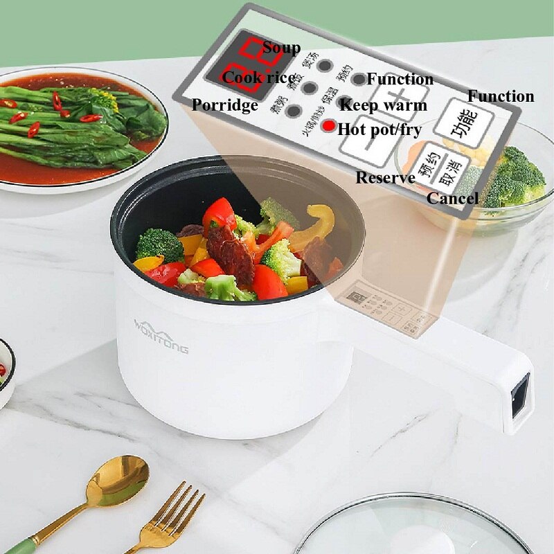 1.7L Rice Cooker Multifunctional Student Dormitory Pot Household Noodle Cooking Pot With Steamer Pot 220V