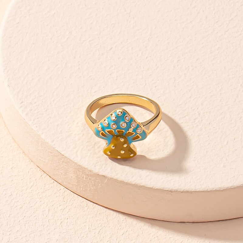 Pilzringe für damen, boho-pilzring, süßer Ring Ich bin koreanischen stil, schlichter partyring-schmuck: 294- blau