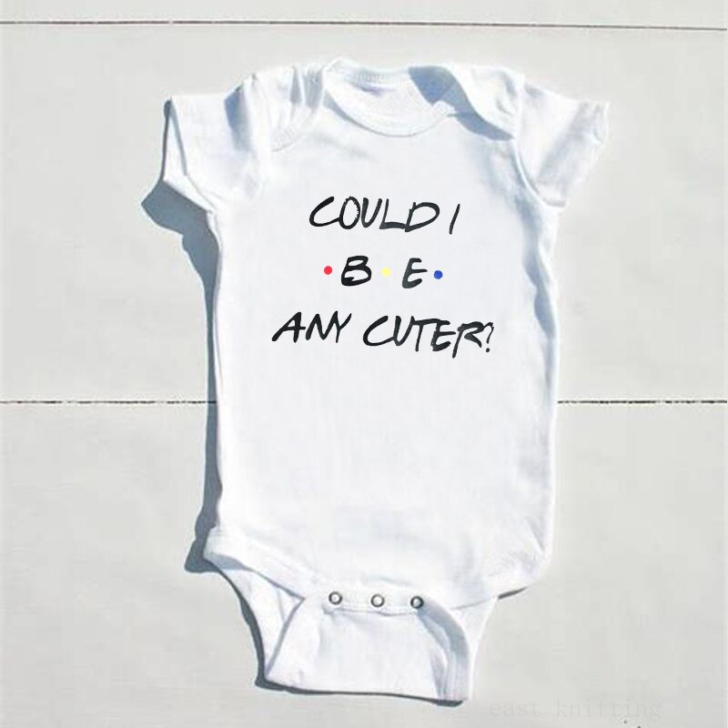 DERMSPE Casual Newborn Baby Boys Girls Short Sleeve Letter Print Could Be Any Cuter Romper Baby Clothes White