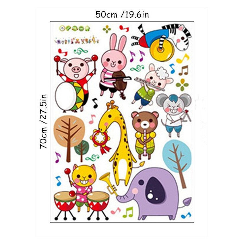 Children Band cartoon Musical Note wall decals 3d vinyl stickers for kids rooms nursery decoration removable wallpaper 70*50cm: AY7155