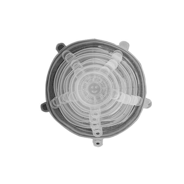 6 stuks/partij universele siliconen zuigdeksel-kom pan kookpot deksel-siliconen stretch deksels siliconen deksel pan morsdeksel stop deksel: Wit