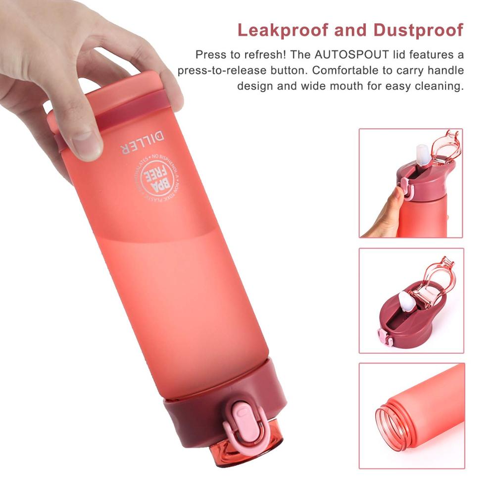 Diller Water sport fles met Stro voor Gym Fles BPA Gratis tritan plastic Sport Shaker water + flessen 750ml voor Kid/Vrouwen