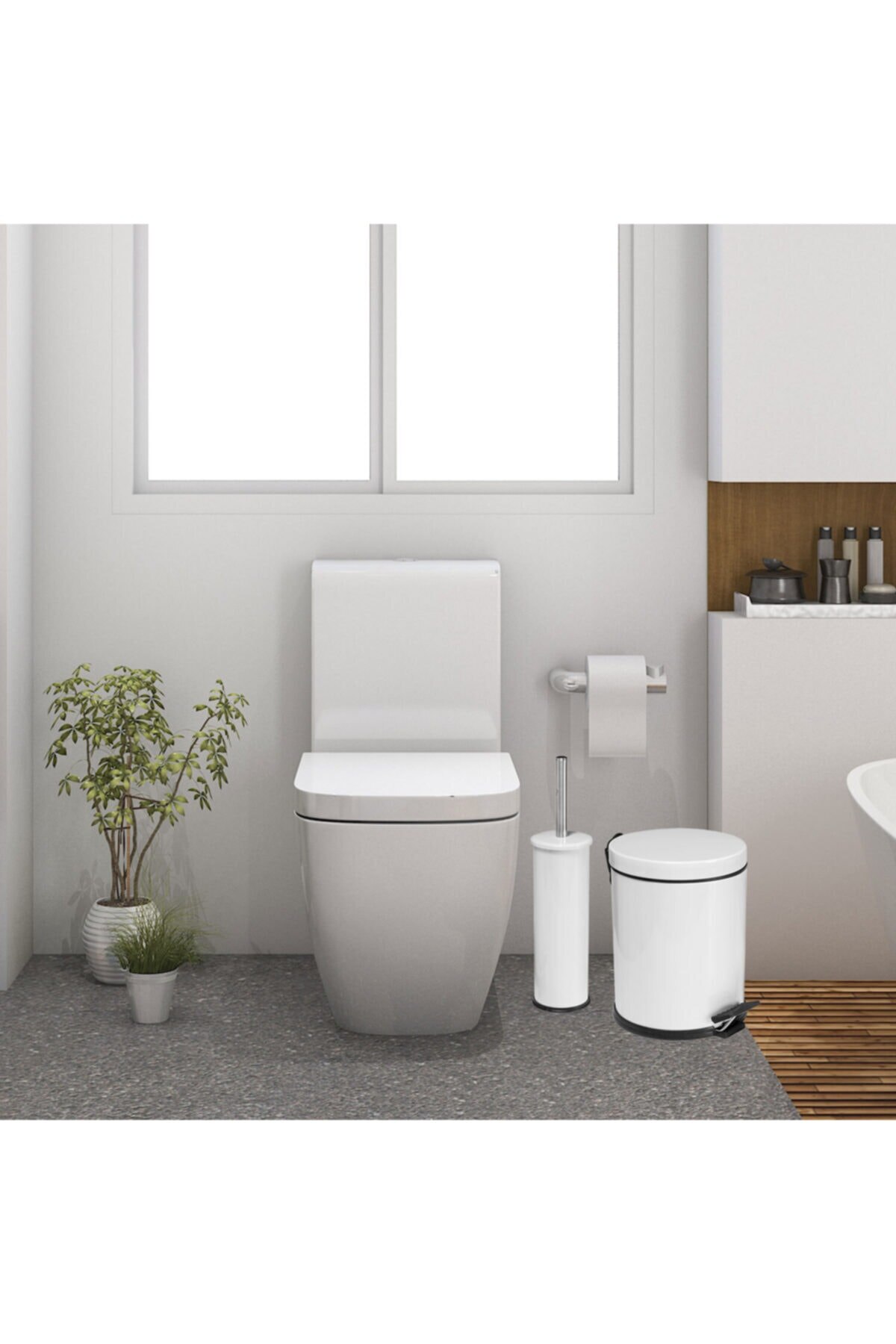2 Li Garbage Bucket Bathroom Set White