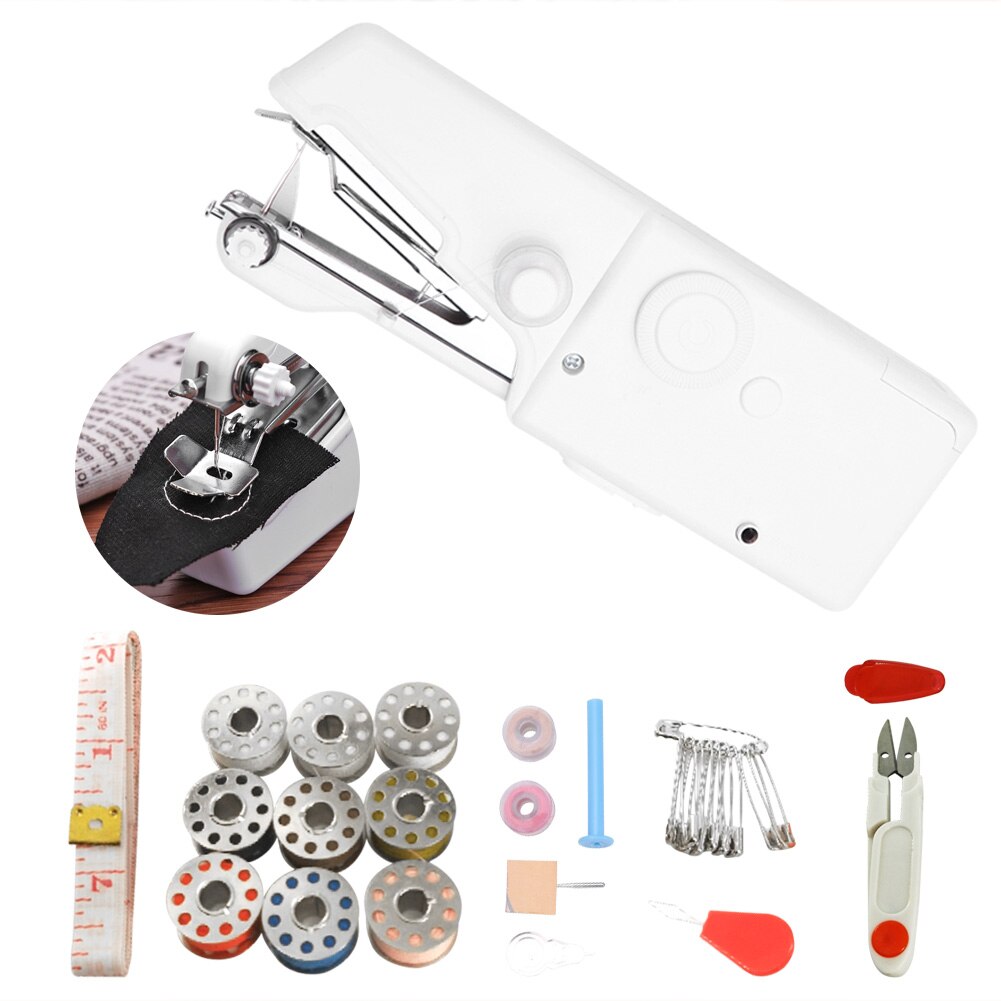 Portable Multifunction Mini Electric Handheld Sewing Machine Set with 43pcs DIY Clothes Stitchin Sewing Accessories Sewing Tools: Type B
