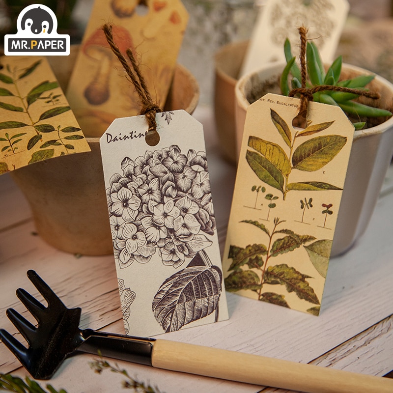 Mr.Paper 30pcs/pack 8 Designs Plant Material Paper Diary Scrapbooking Diary Planner Decorative DIY Craft Paper Stationery