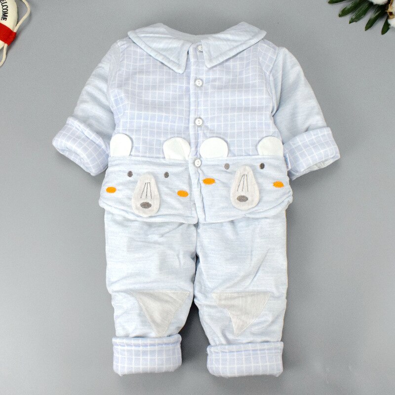 Baby Gewatteerde Jas Winter Pak Verdikte Thermische Isolatie Pasgeboren Baby Gewatteerde Jas Mannen En Vrouwen Baby Kleding Twee Sets: Sky blue / 12m