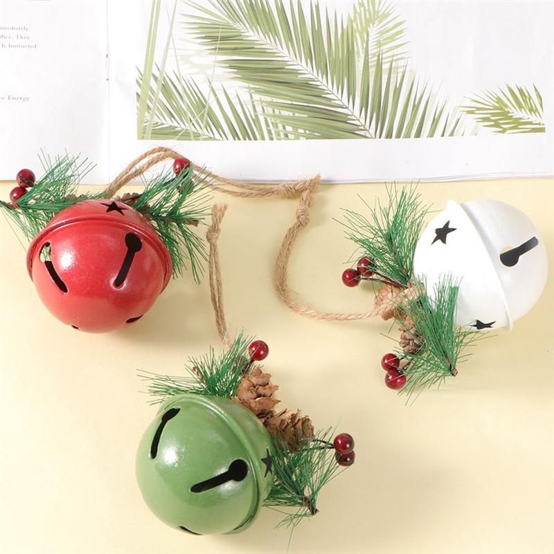 2 Stuks Kerst Decoratie Voor Thuis Groen Wit Metalen Jingle Bell Met Lint Kerstboom Opknoping Bell Sieraden Accessoires