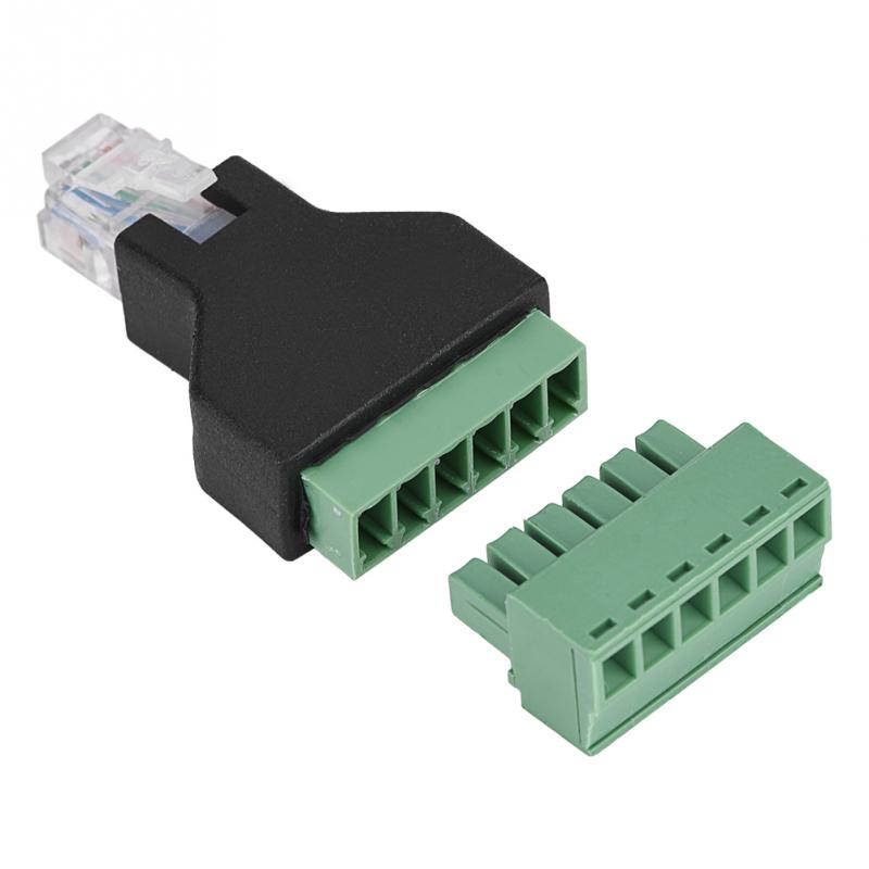 1Pcs Ethernet RJ12 6P6C Male to 6 Pin Screw Terminals Adapter Connector