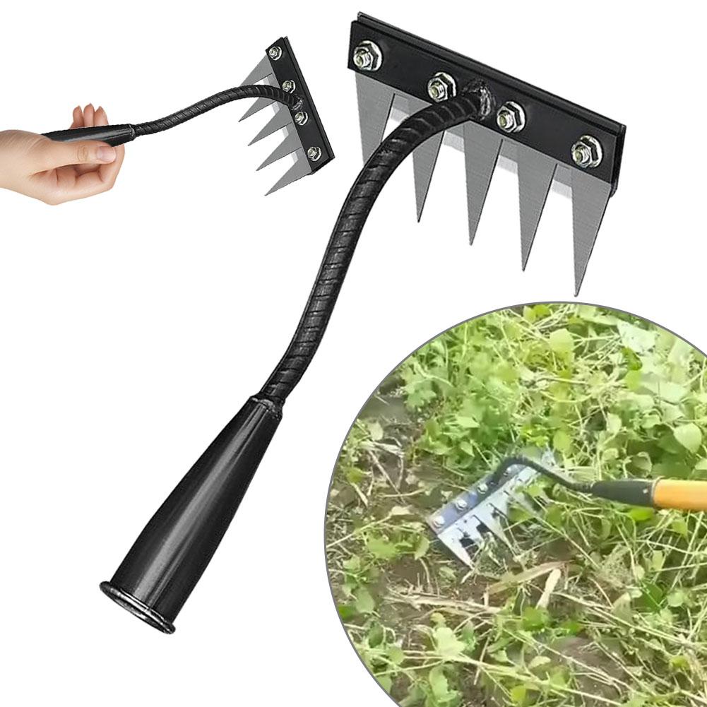 5/6/7/8 Teeth Garden Rakes Weeding Tool Hand Agricultural Nail Harrow Metal Harrow Effortless Soil Turning Farming Tools