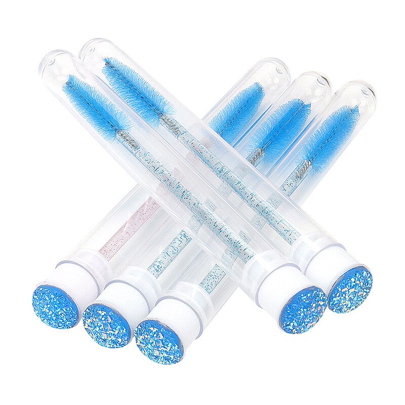 10/20 Pcs Wimpers Borstel Met Buis Kristal Wegwerp Glitter Wenkbrauw Borstels Vervangbare Stofdicht Wimper Accessoires: Blue 20pcs