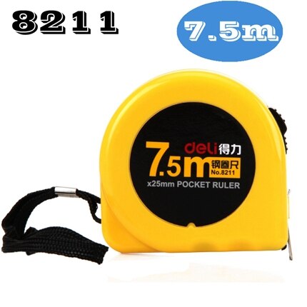 Deli 8203 pocket ruler 2m 3m 5m 7.5m 10m tape ruler band tape flexible rulers: 7.5m