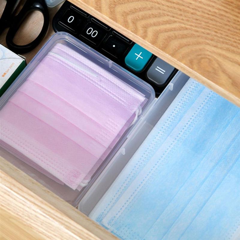 Caja contenedor para mascarillas de plástico con 3 uds., caja de almacenamiento transparente para mascarillas
