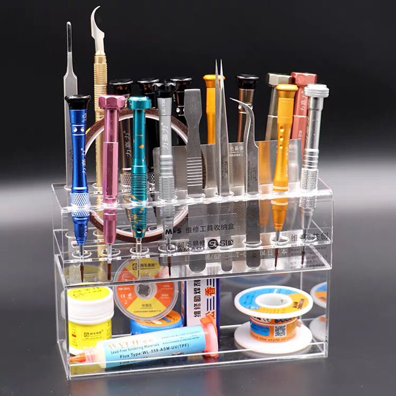 AMAOE Storage Rack Screwdriver Tweezers Tool Box Maintenance Accessories Rack Mobile Phone Repair Tool Sets
