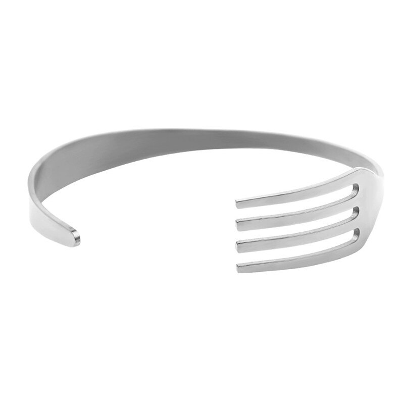 Pulseras de cuchara de tenedor para hombre y mujer, brazaletes de acero inoxidable, Hip Hop, Rock, 4 colores, pulsera de puño para mujer, joyería Punk: silver color