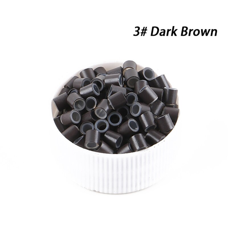Frete grátis (1000 peças/garrafa) 1 garrafas 4.0x2.6x4.0mm anéis de silicone de cobre/tubos para extensão de cabelo em microanel e de ponta i: Dark Brown