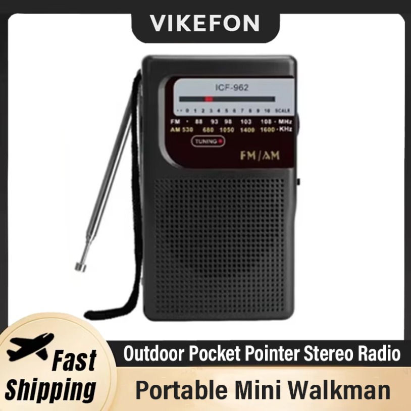 ICF-962 FM- AM Mini Radio FM Battery Operated Portable Radio Best Reception Longest Lasting For Running Walking Home Soundbox