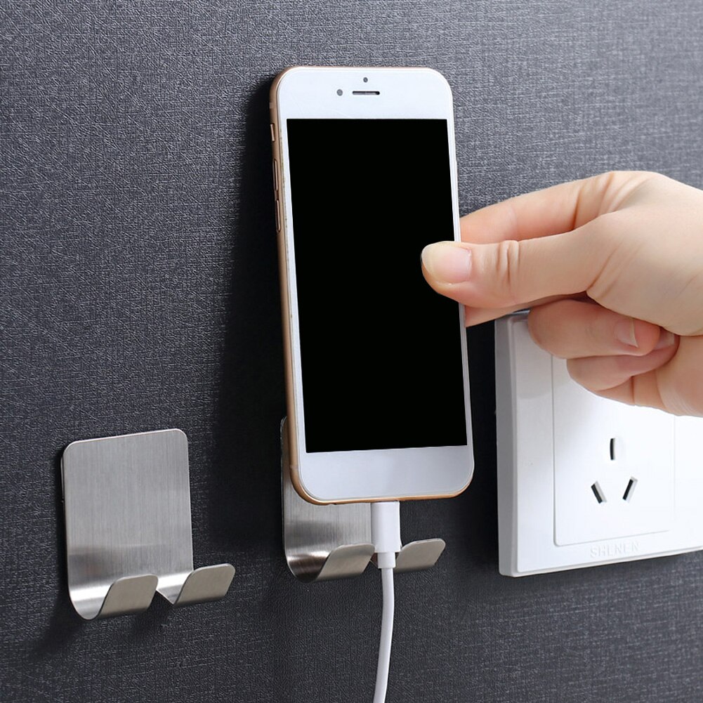 Multifunction Razor Horder Self Adhesive Practical Stainless Steel Hanger Socket Rack Self Adhesive Plug Hook Double Socket Rack