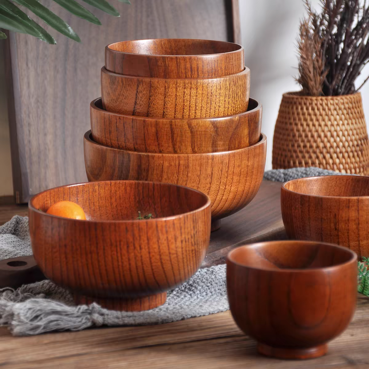 Japanische Holz schalen Jujube Holz Kinder Baby Erwachsene kleine Suppen tassen Massivholz Salats ch üsseln Retro Haushalts geschirr