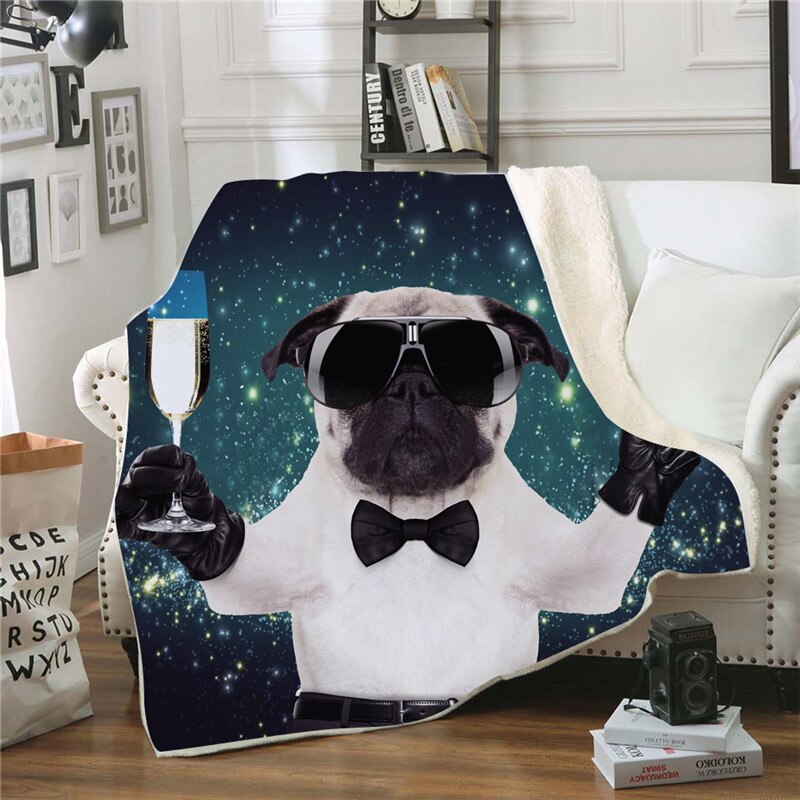 Onglyp plaid deken stoute hond stoute kat print dikkere sherpa fleece warme dekens voor bed bank bank stoel gezellige dekens: Type 8 / 130150cm