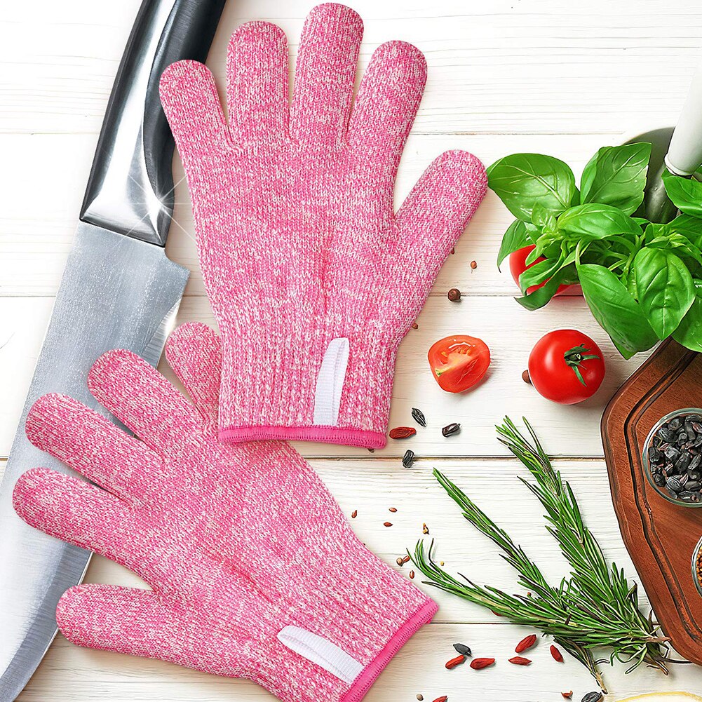 1 Pair Anti Cut Gloves Red Food Grade For Kitchen HPPE EN388 Level 5 ANSI Working protective Gloves Cut Resistant Gloves