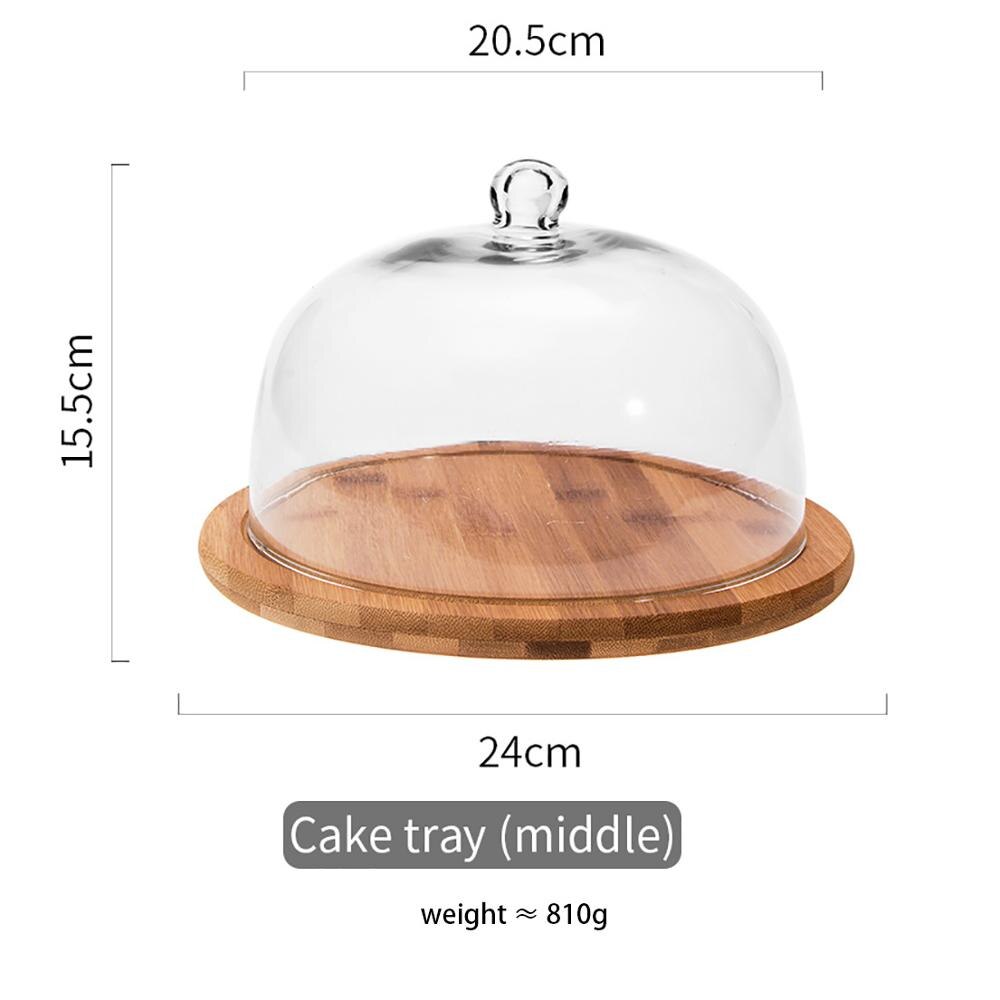 6 8 10 tommer kagebakke med glasdæksel frugt dessertplade bagning forsyninger middagstallerken køkkenredskaber: Midt