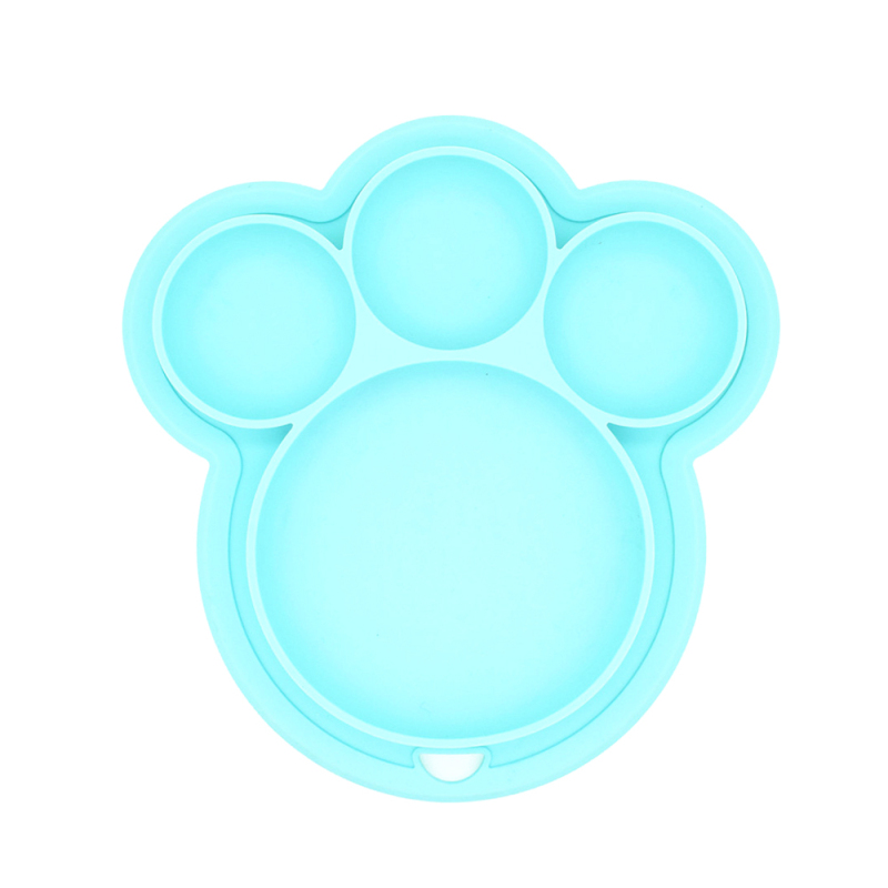 2020Kids Tableware Cute Silicone Paw Toddler Baby Plate Kids Bowl Plate Feeding Silicone Bowl Baby Silica Gel Dishes With Spoon: 02 1pcs plate