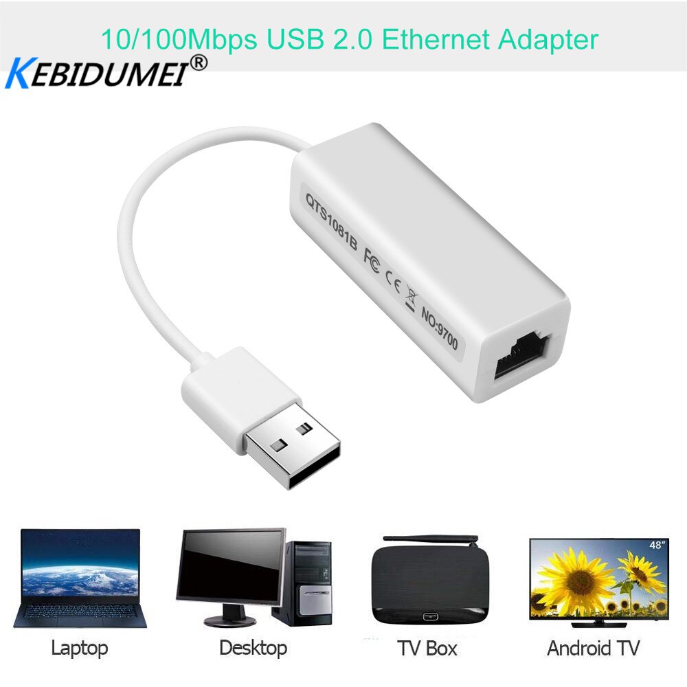 Kebidumei haute vitesse 10/100 Mbps USB vers RJ45 LAN adaptateur USB 2.0 Ethernet réseau LAN adaptateur carte adaptateur pour Windows 7 ordinateur portable