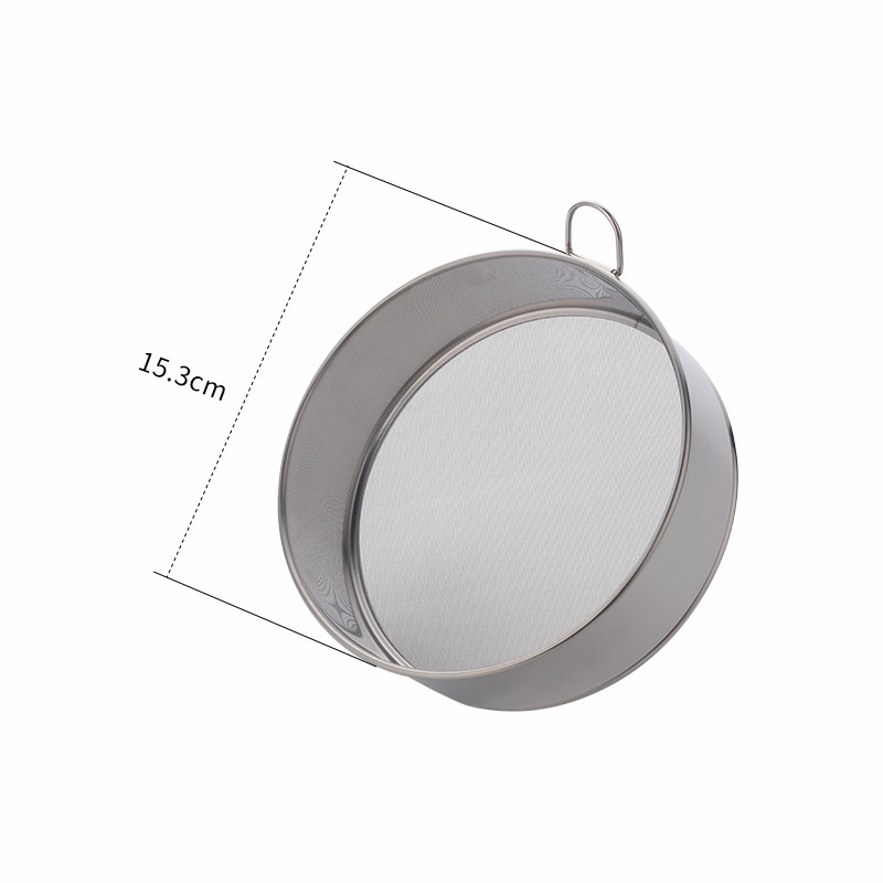 1/2Pcs Cuisine Rond Fine Maille Tamis Filtre À Farine Domestique Tamis à Farine En Acier Inoxydable Filtre à Thé De Cuisson Poudre De Cacao Tamis: 1pc silver S