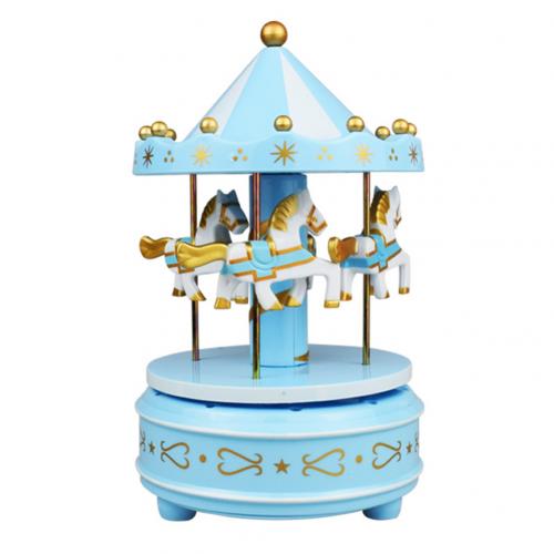 Carrousel de boîte à musique | Décor joyeux rond romantique, ornement pour d'anniversaire, boîtes à musique, décoration de maison: Bleu