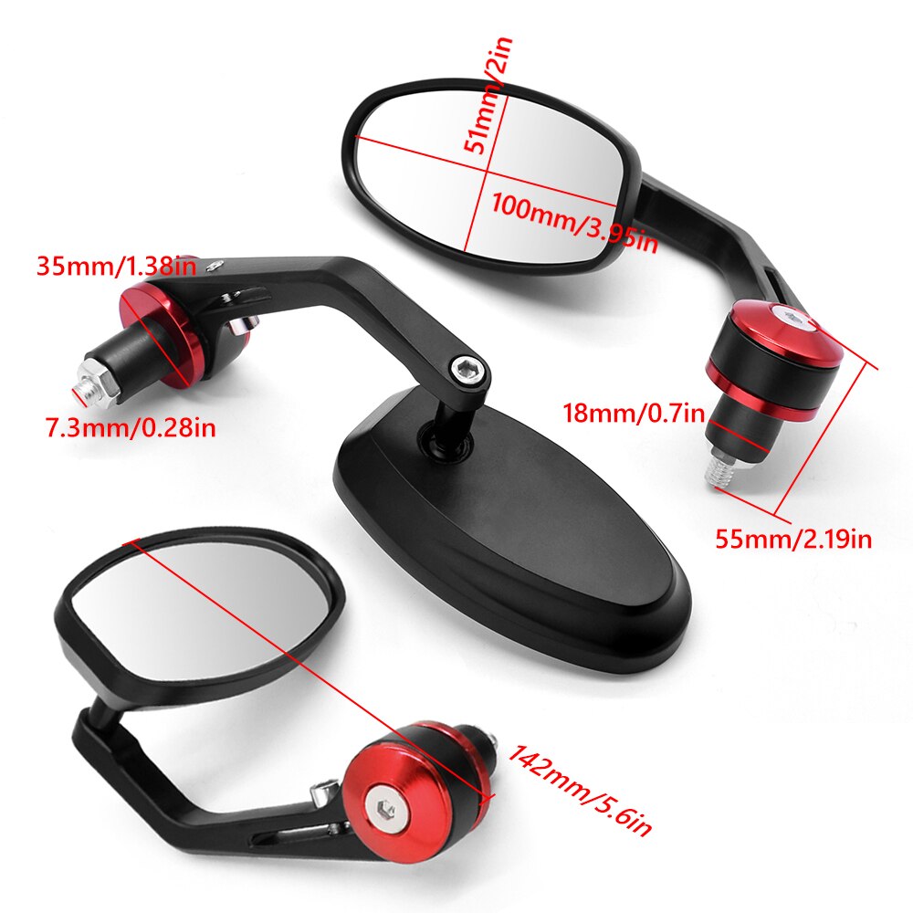 Universal Motorcycle Rear View 7/8" Handle Bar End Side Rearview Mirrors Aluminum For BMW R1200S R1200ST Ducati SS750 SS800