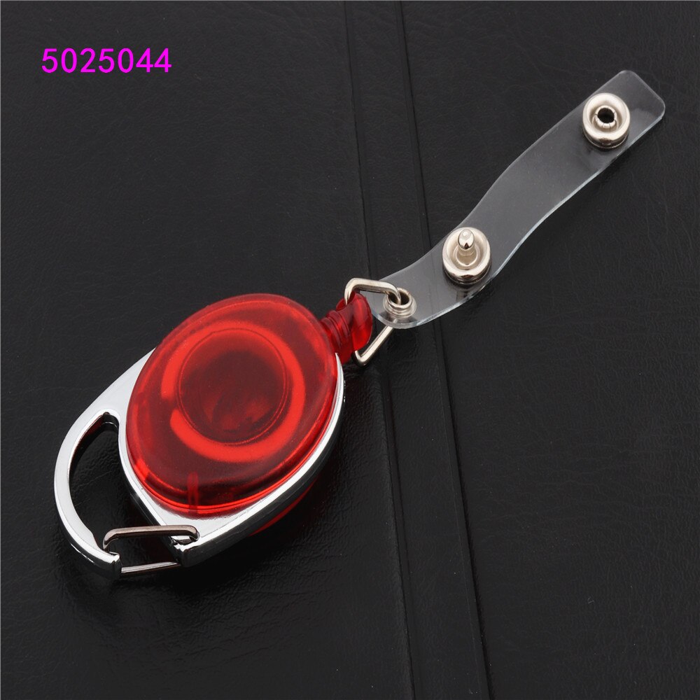 Retractable Pull Badge Reel Zinc Alloy Plastic ID Lanyard Name Tag Card Badge Holder Reels Key Ring Chain Clips: Transparent red