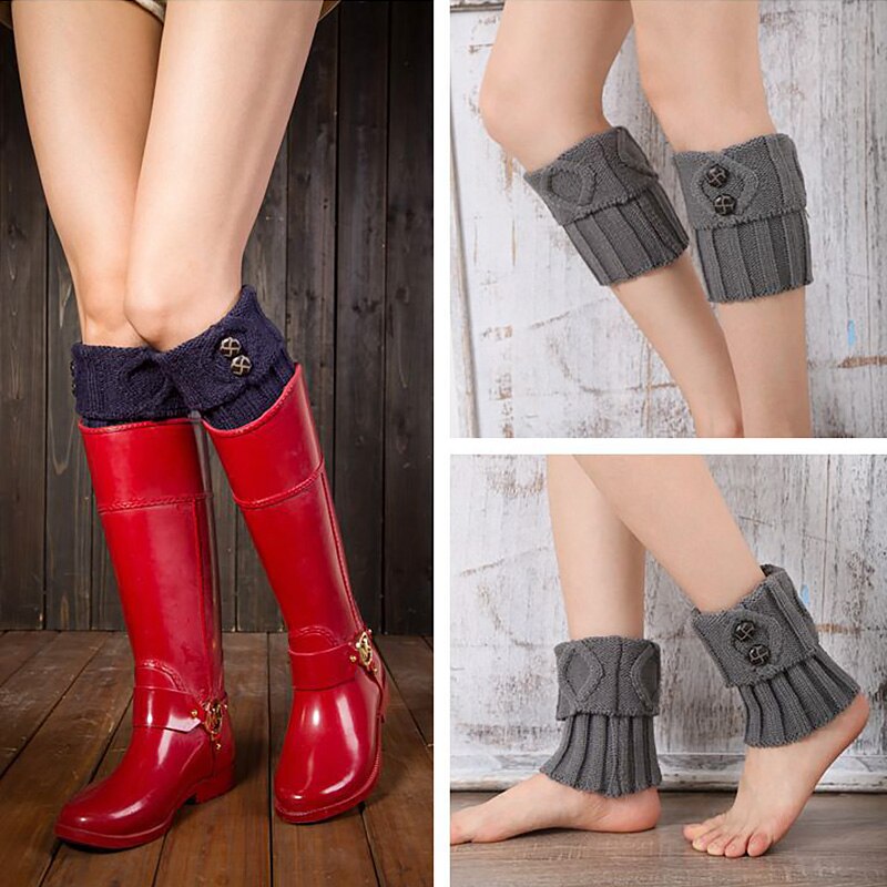 Frauen Gestrickte Bein Wärmer Kurzen Stiefel Manschetten Knöpfe Häkeln Stiefel Socken Gestrickte Gamaschen Beinlinge für Herbst/Winter