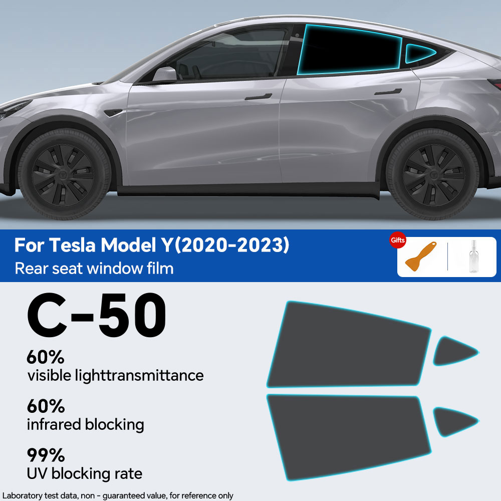 Pre-Cut Car Window Privacy Tint Film For Tesla Model Y Auto Sticker Foils ceramic solar UV Protector films: black