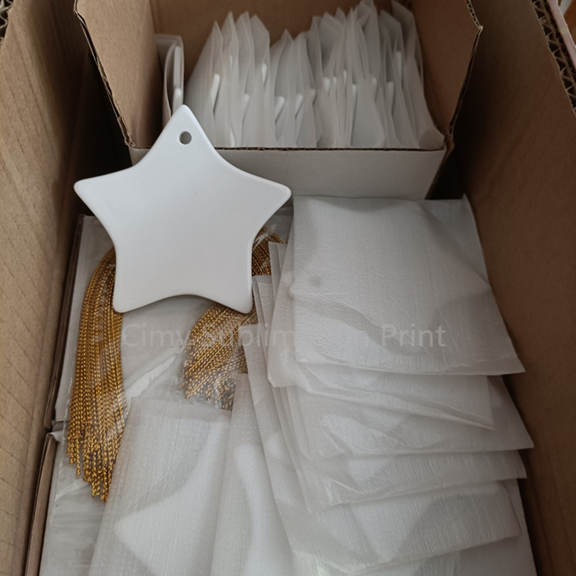 Pingente vazio de sublimação de cerâmica de alta qualidade para decoração de festival, tinta de sublimação para impressão por transferência