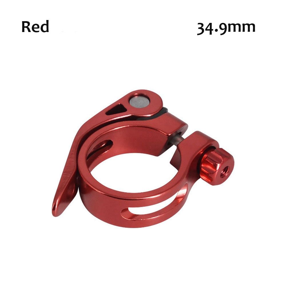 Alloy Mountain MTB BMX Road Bike Quick Release Aluminium Bicycle Seatpost Clamps Bike Seat Clamp: Red-34.9mm