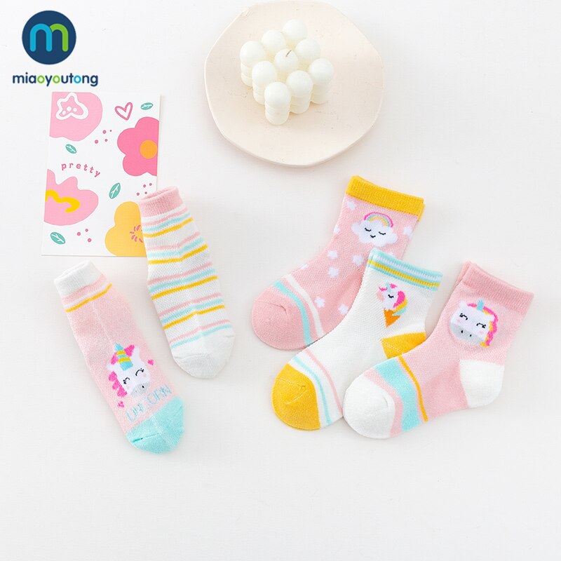 Chaussettes respirantes pour bébé garçon, 5 pièces, en maille fine, en coton, pour fille et enfant