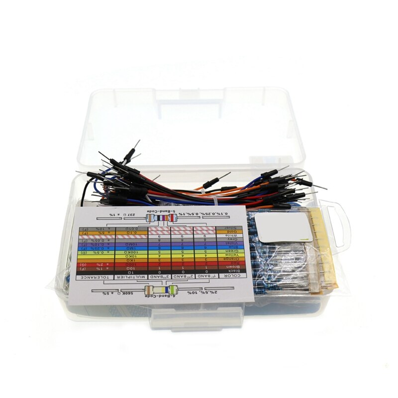 Kit de iniciación para resistencias de Arduino, LED, condensador, cables de puente, resistencia para placa de prueba: Default Title