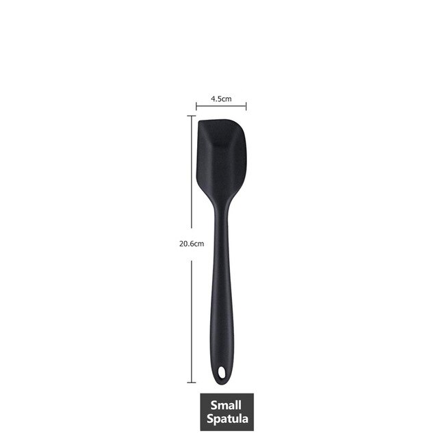 6Pcs Silikon Kuchen Spatel Mischen Sets Gebäck Schaber Non Stick Butter Treuer Jar Mixer Kochen Spachtel Löffel Küche Backen: S Scraper Black