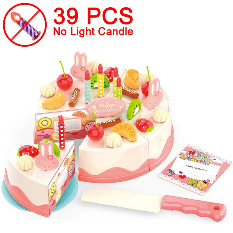 Geburtstag Kuchen Spielzeug DIY 37-83Stck Küche einstellen Lebensmittel Jungen Mädchen vorgeben Spielen Obst Schneiden Für Baby Kind Spielset Pädagogisches Spielzeug