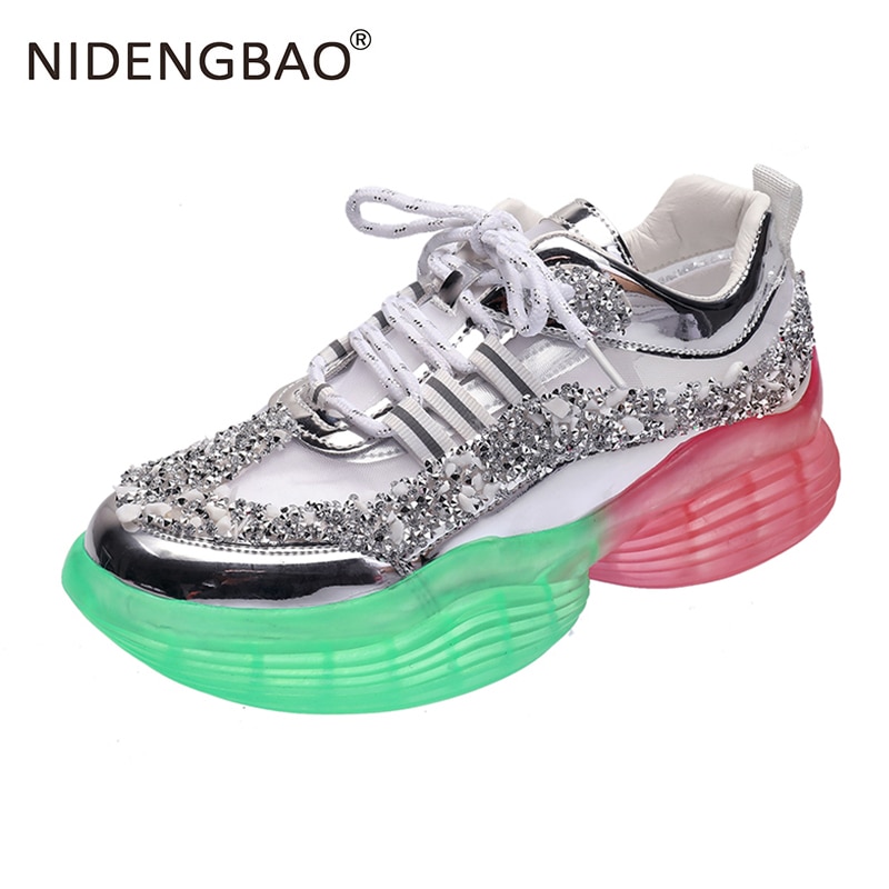 Women Sport Shoes Chunky Sneakers Female Running Shoes Height Increase Vulcanized Shoes Woman Footwear Femme