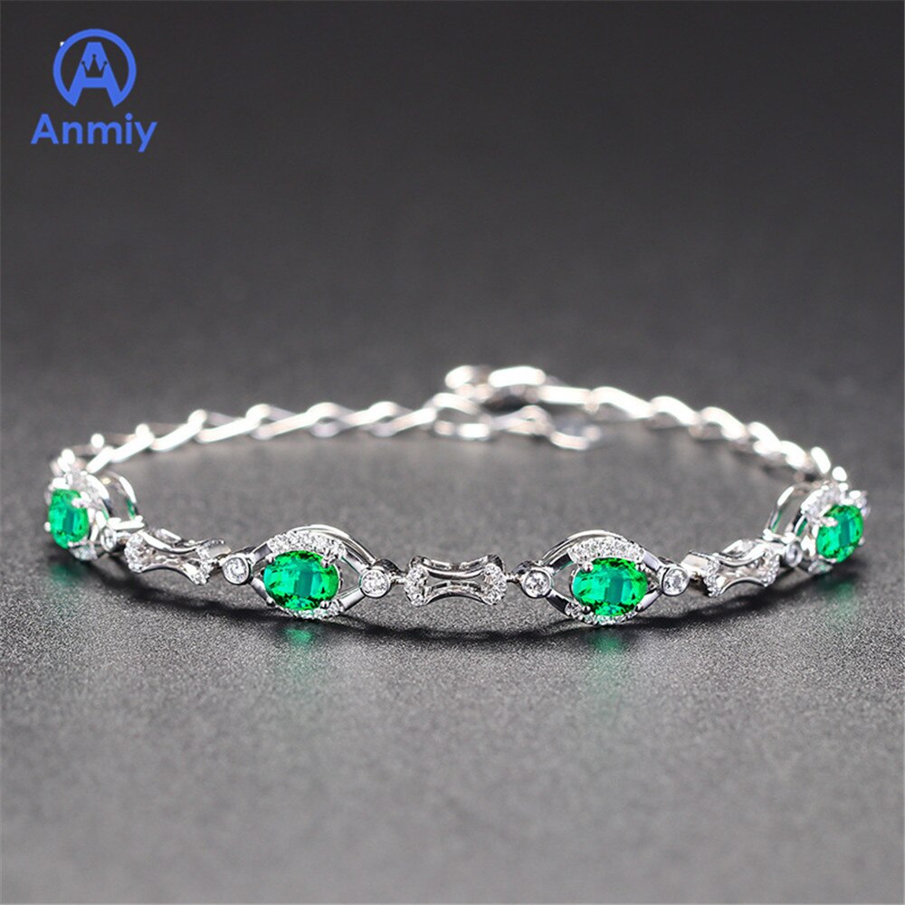 Anmiy Bracelet Tourmaline verte haut de gamme groupe de femmes Zircon bijoux de couleur