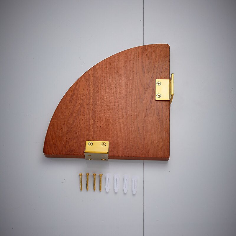 Bathroom solid wood triangle rack bathroom shower room wall hanging shelf without punching Chinese red oak storage rack