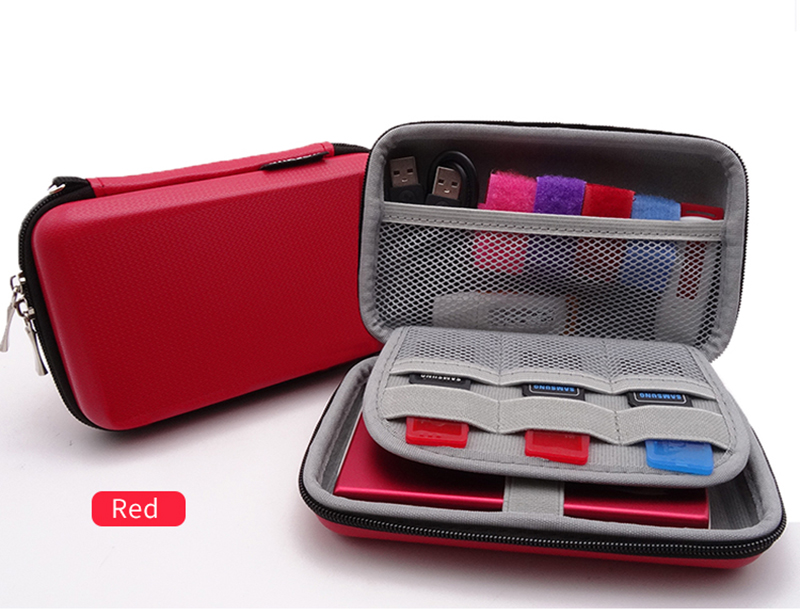 Custodia per disco rigido Custodia protettiva esterna ordinata Custodia per cavi per gadget elettronici Scheda SD per auricolari, disco U e SSD HDD portatile: Rosso