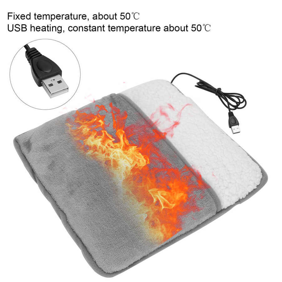 Electric Heating Foot Warmer Pad USB Foot Heating Pad Winter Feet Warmer Home Office Foot Massage Cushion