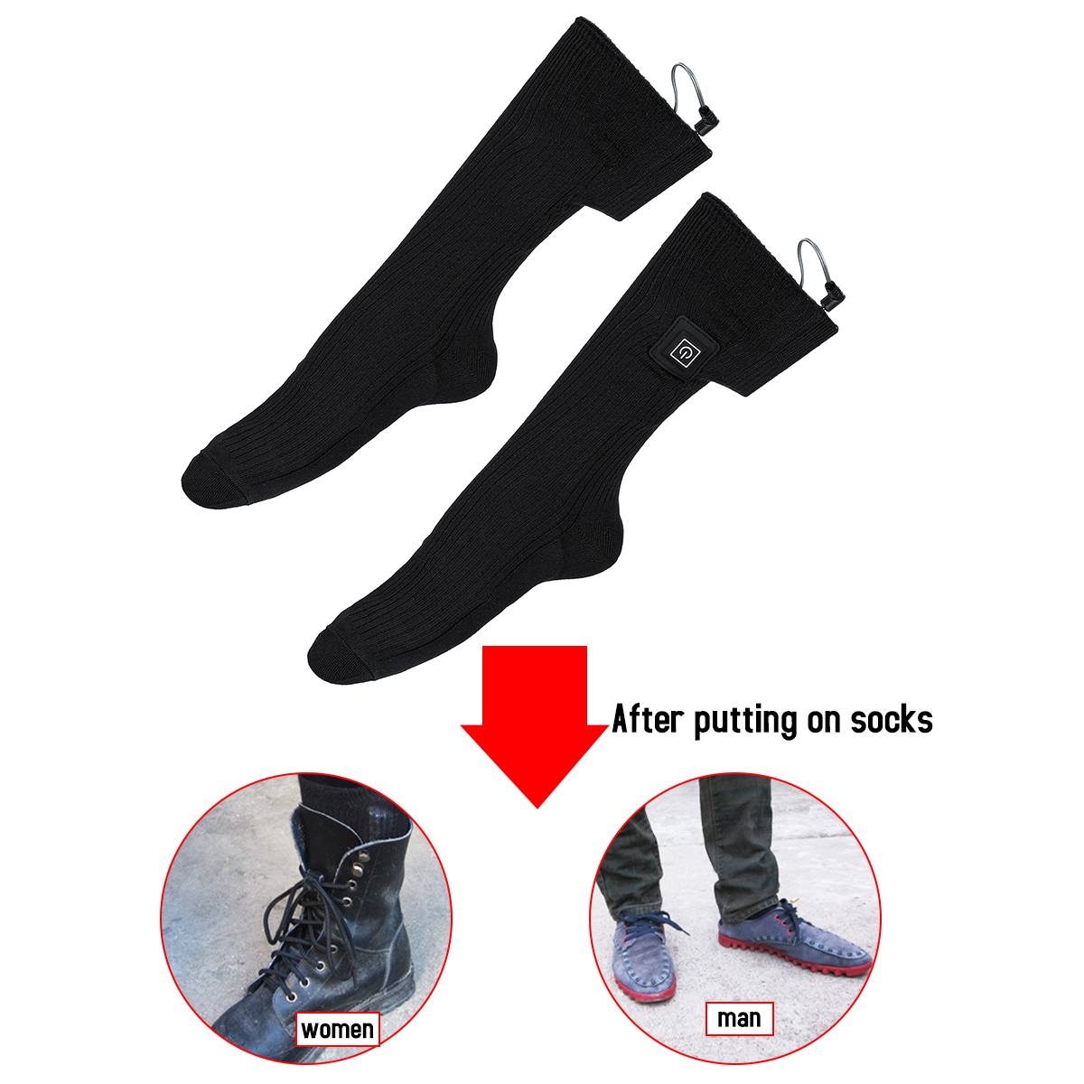 Chaussettes chauffantes électriques ski chaussettes chauffantes pour hommes femmes hiver réchauffement cyclisme randonnée Snowboard chaussettes batterie Rechargeable