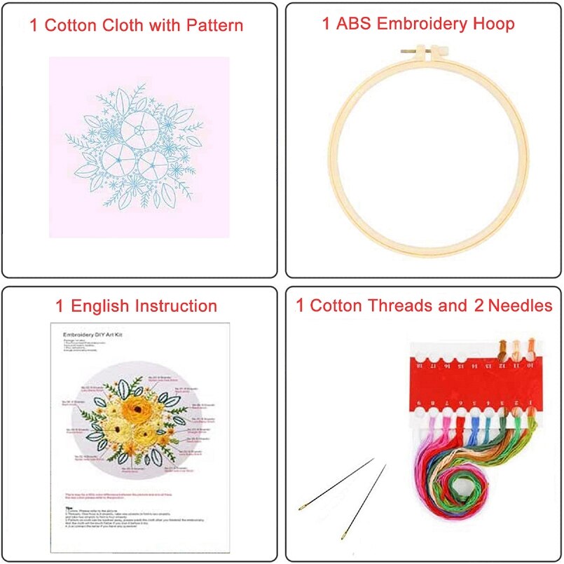 Cotton Linen Pouch Bag Embroidery Kit, Laundry Bag, Nursery Decor, Toy Storage Bag, Bread Bag, Embroidery , 22 x 17 cm (C)