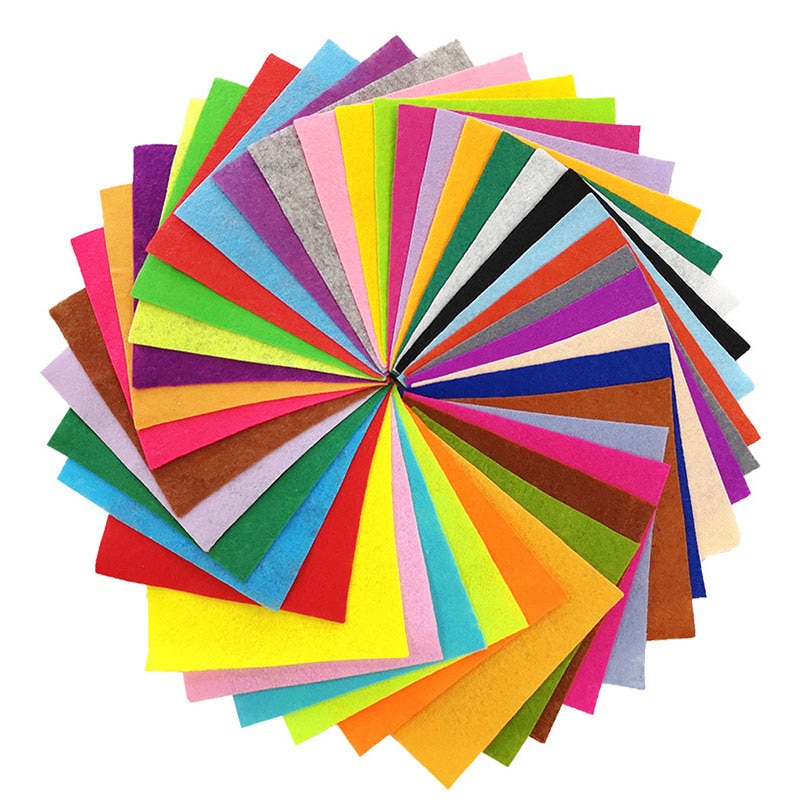 40pcs Nonwoven Fabric DIY Toys Colorful Manual Felt Cloth Polyester Tablecloth Square Hand Crafts Toys For Exhibition