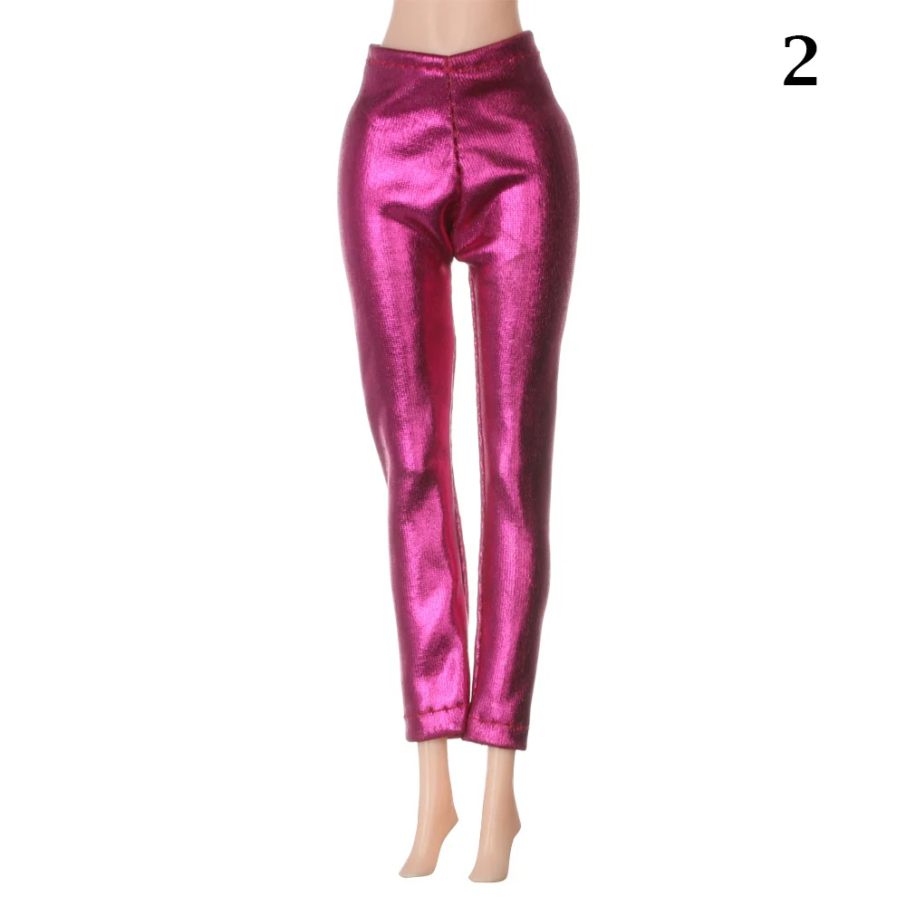 Pantalones elásticos de cuero de Color caramelo para muñeca, parte inferior a rayas, accesorios de ropa para muñeca, vestido diario informal, 1/6: Azul marino