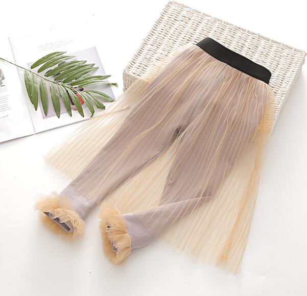 Meri ammi barn höstkläder stickade leggings med spetsfästen för 2-9- årig tjej: Grå / 90cm